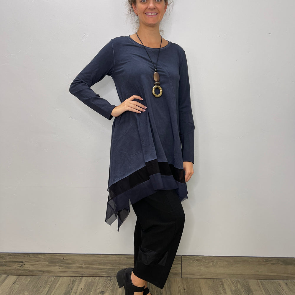 Navy Long Sleeve Shark bite Tunic