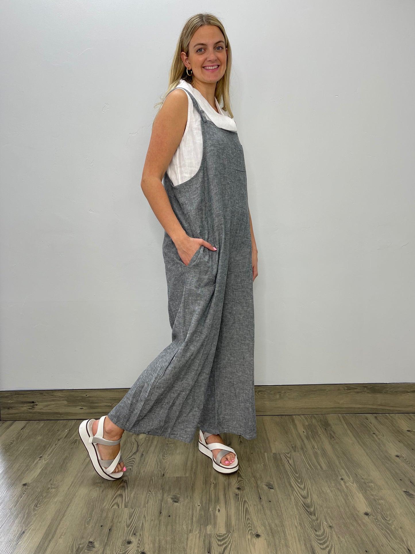 Fenini Linen Adjustable Jumpsuit Twist Boutique