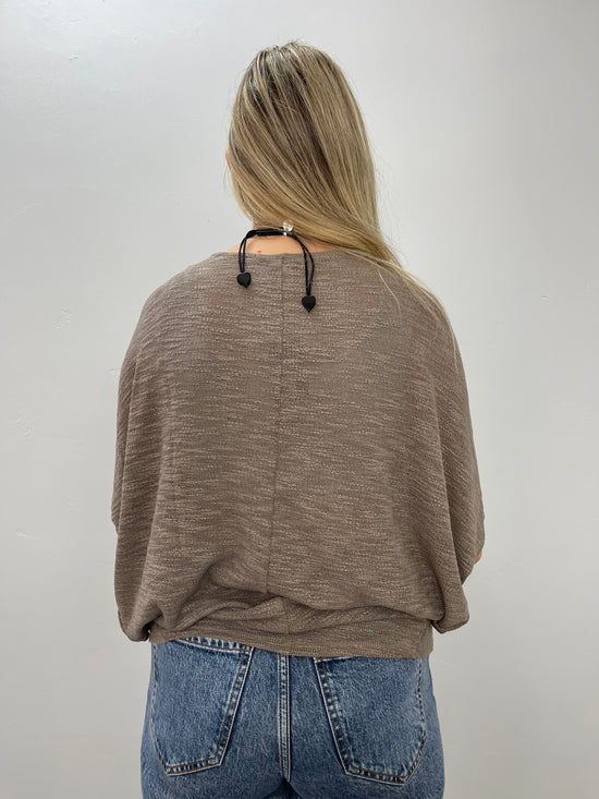 Bark Low Gage Knit Crew Neck with Dolman Sleeve