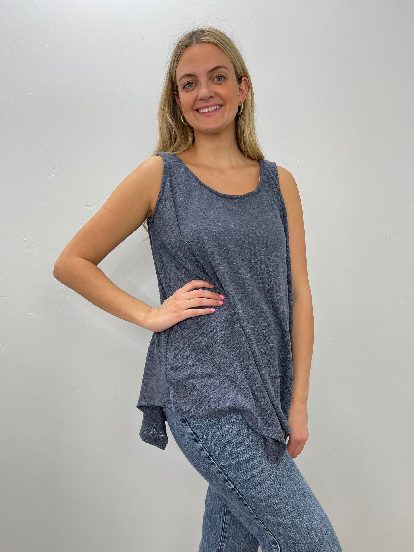 Indigo Low Gage Knit Tunic Tank