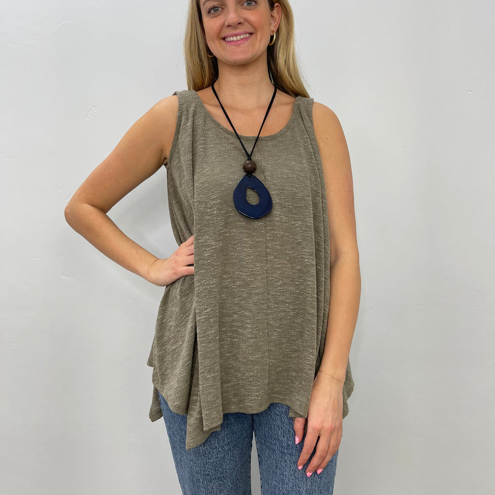 Moss Green Low Gage Knit Tunic Tank