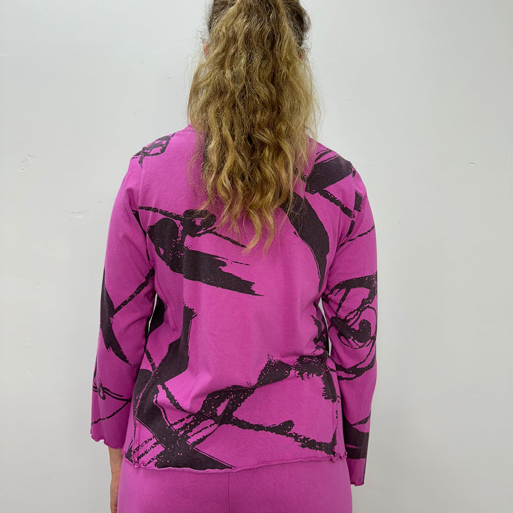 
                  
                    Berry Pink Pattern Long Sleeve Cotton Top
                  
                