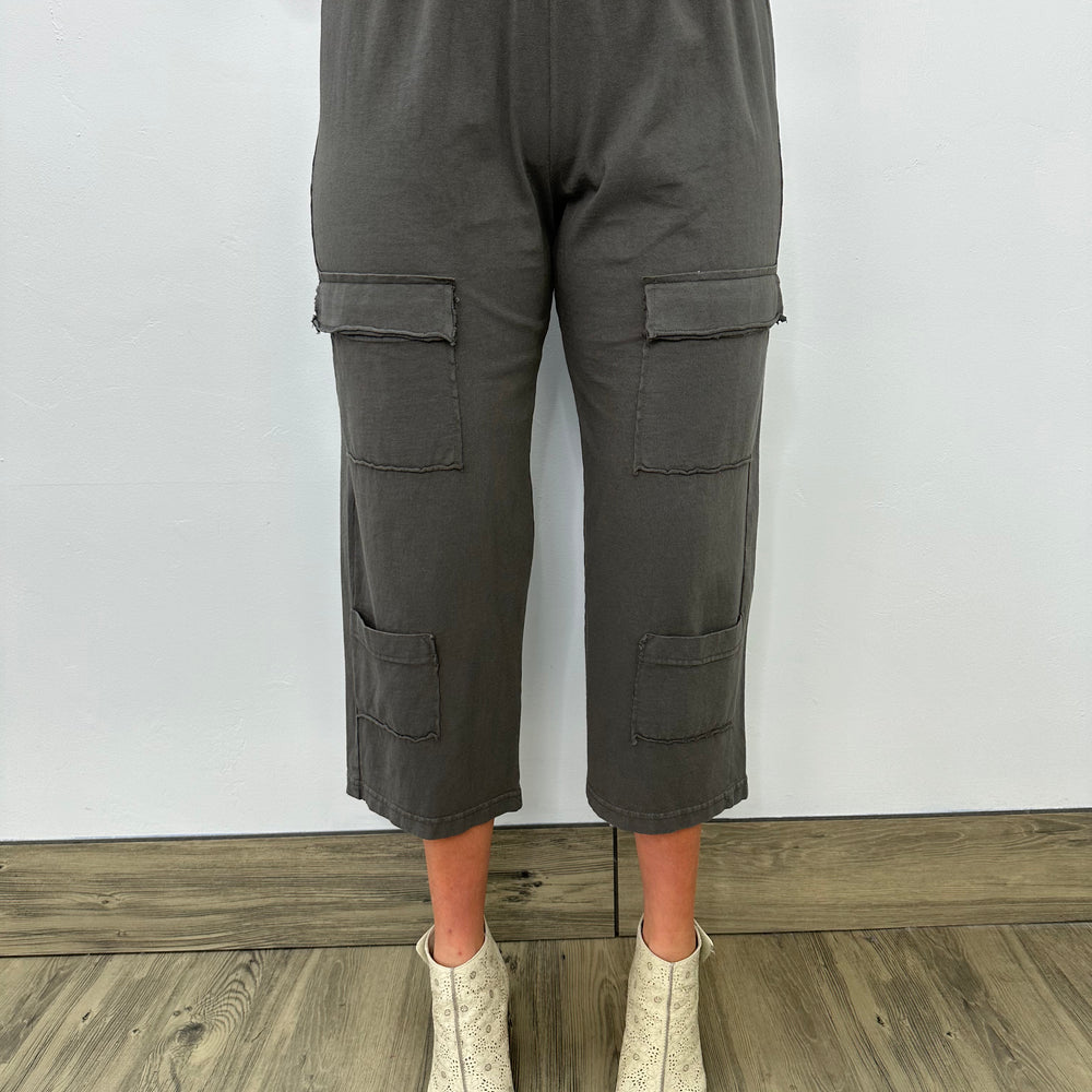 Dusk Gray Multi Pocket Crop Pant