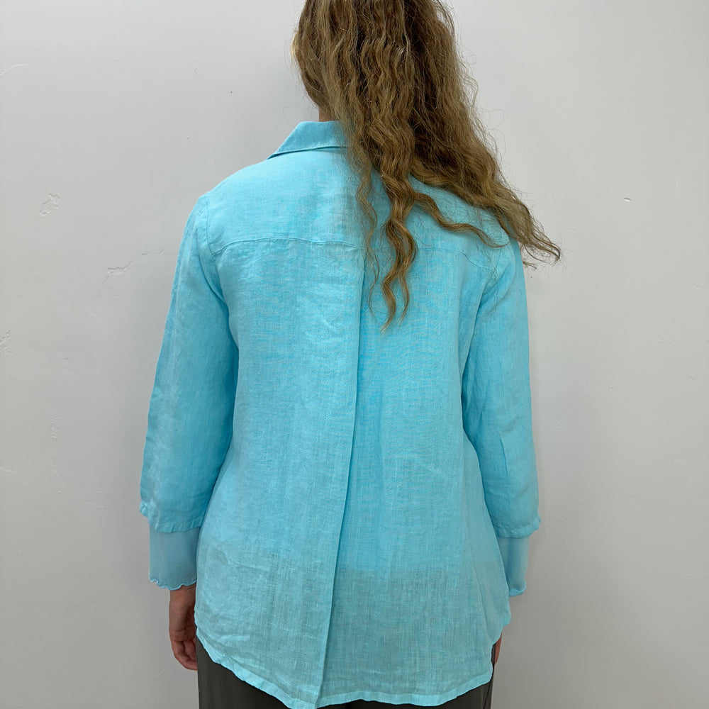 
                  
                    Arctic Blue Linen Button Down Top
                  
                