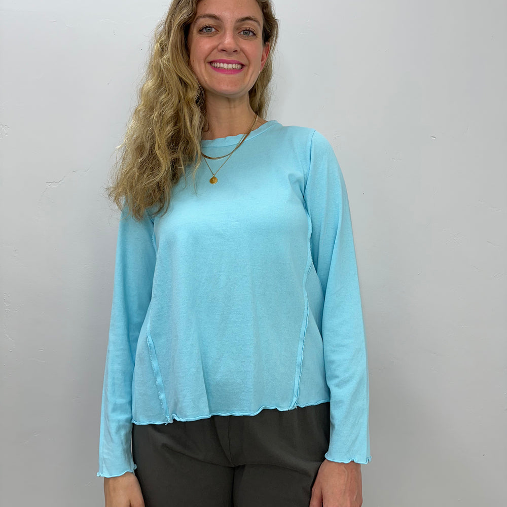 Arctic Blue Long Sleeve Cotton Top