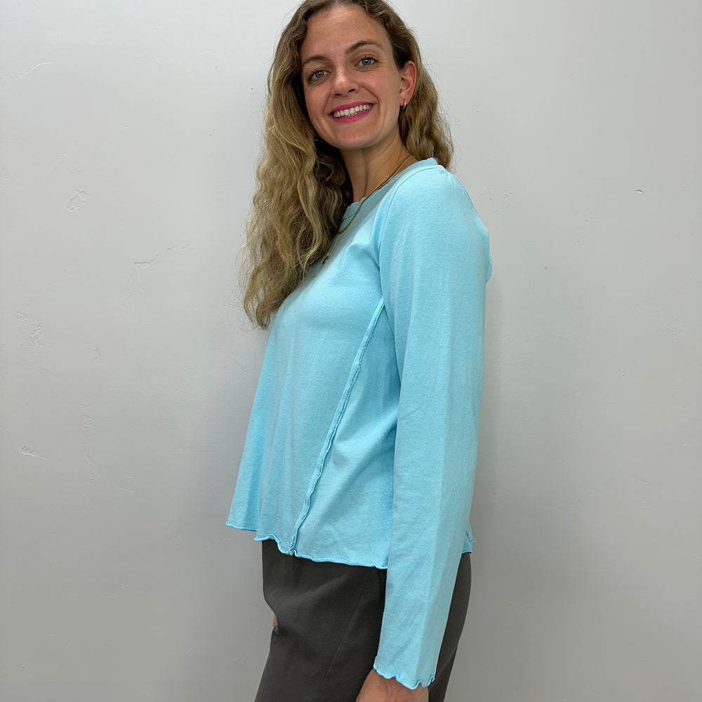 Arctic Blue Long Sleeve Cotton Top