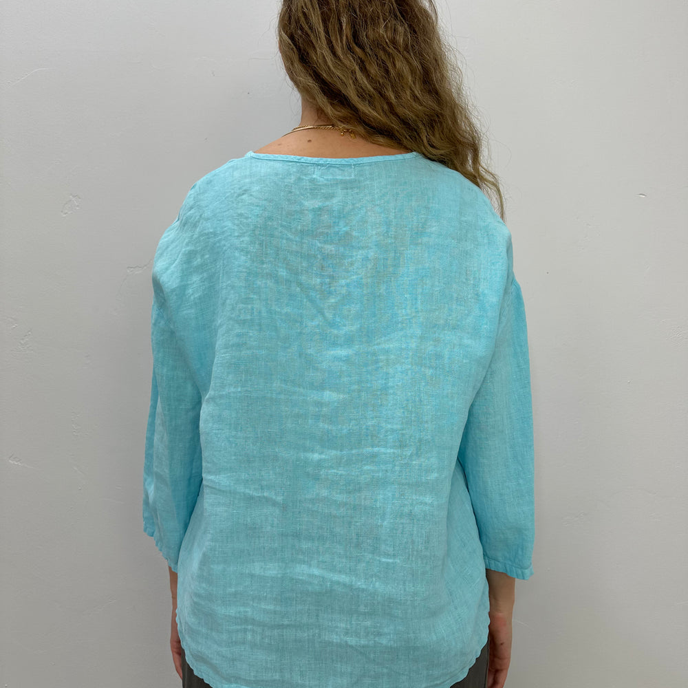 
                  
                    Arctic Blue Linen Two Pocket Boxy Patch Top
                  
                