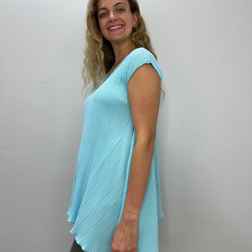 Arctic Blue Cap Sleeve Ribbed Tunic