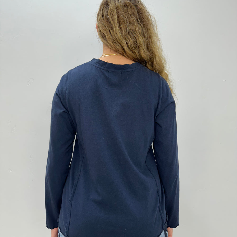 
                  
                    Ink Navy Long Sleeve Cotton Top
                  
                