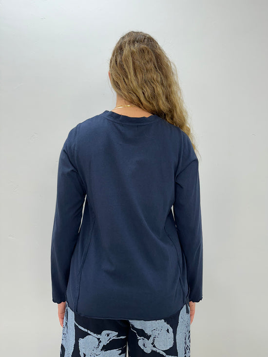 Ink Navy Long Sleeve Cotton Top