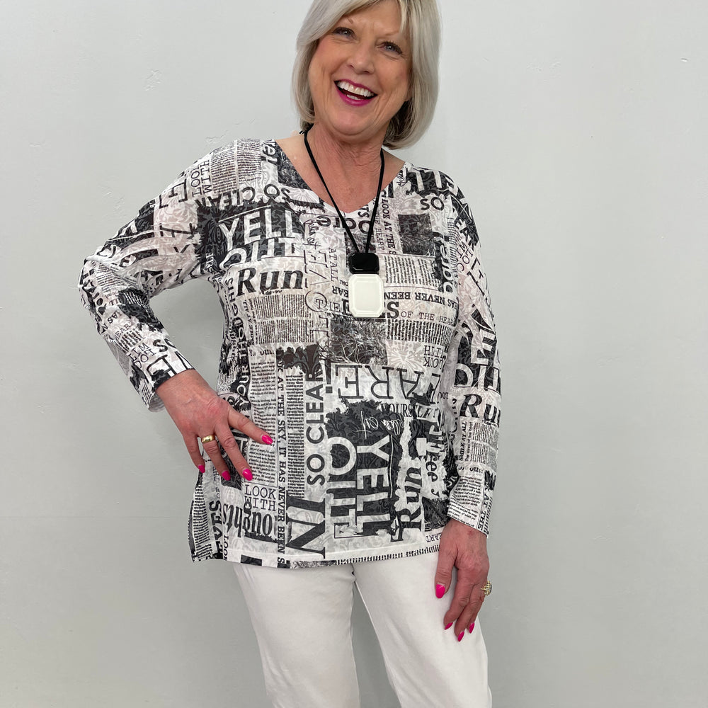 3/4 Sleeve Newspaper Tunic