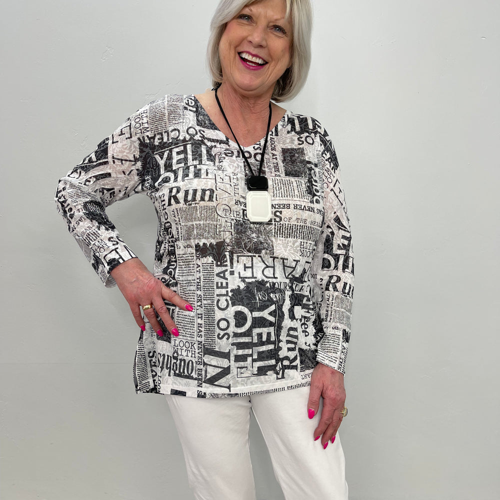 3/4 Sleeve Newspaper Tunic