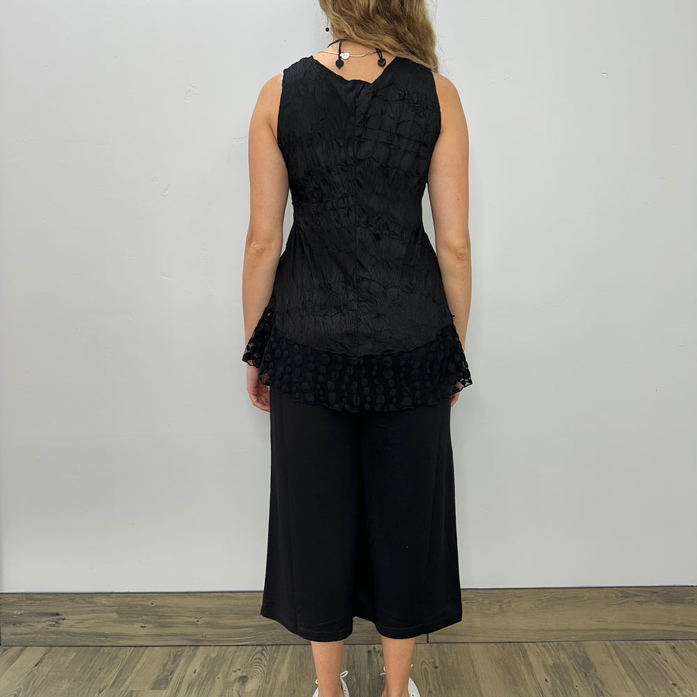 
                  
                    Black Crinkle Ruffle Sleeveless Tank
                  
                