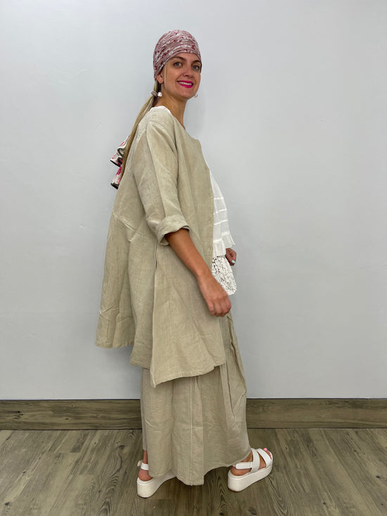 Natural Open Linen Flare Dress