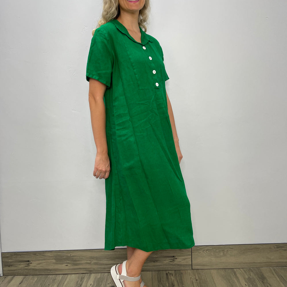 
                  
                    Palm Short Sleeve Linen Dress with Pockets
                  
                