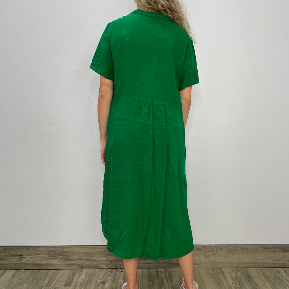 
                  
                    Palm Short Sleeve Linen Dress with Pockets
                  
                