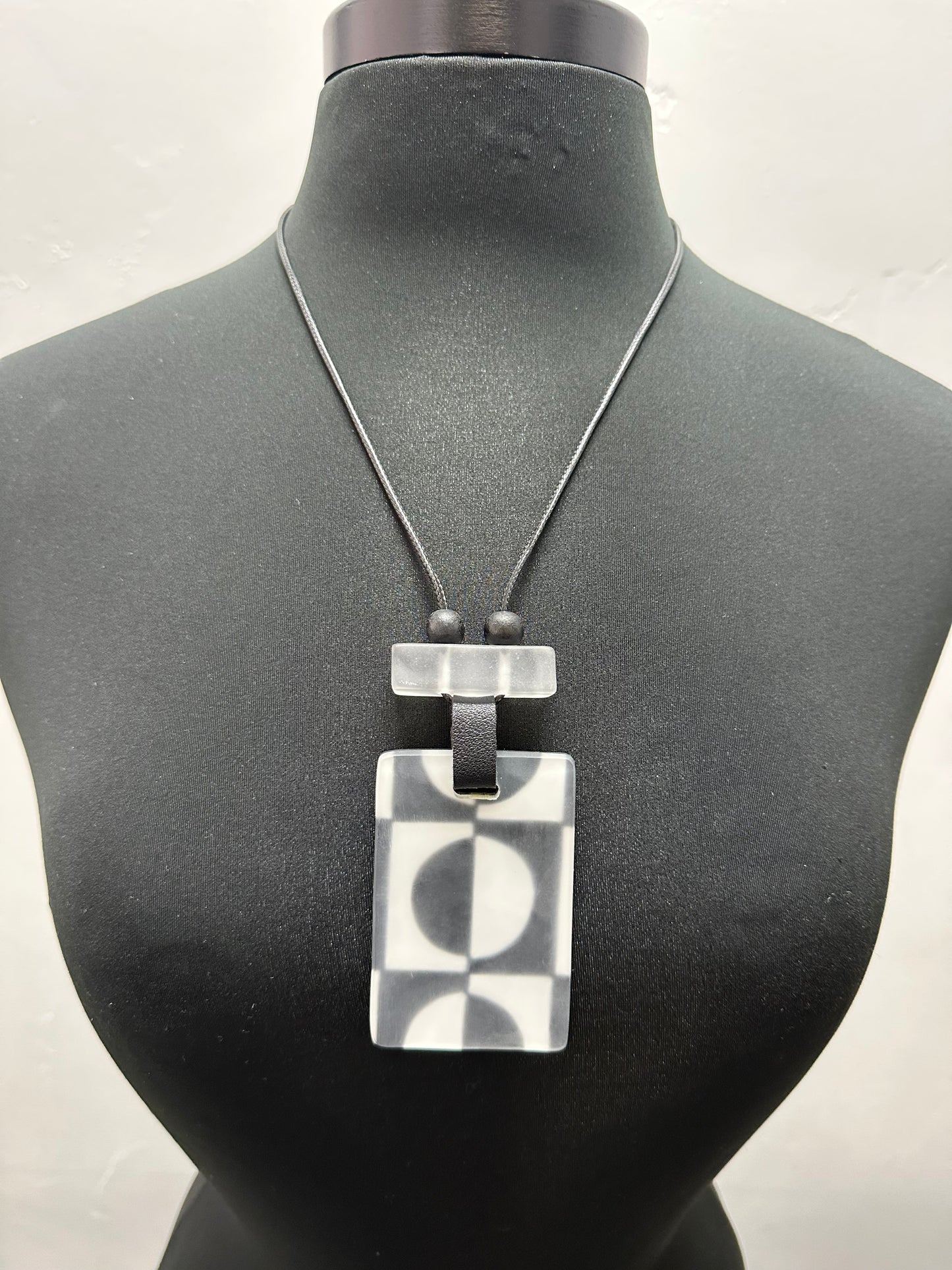 Black and White Rectangle Necklace