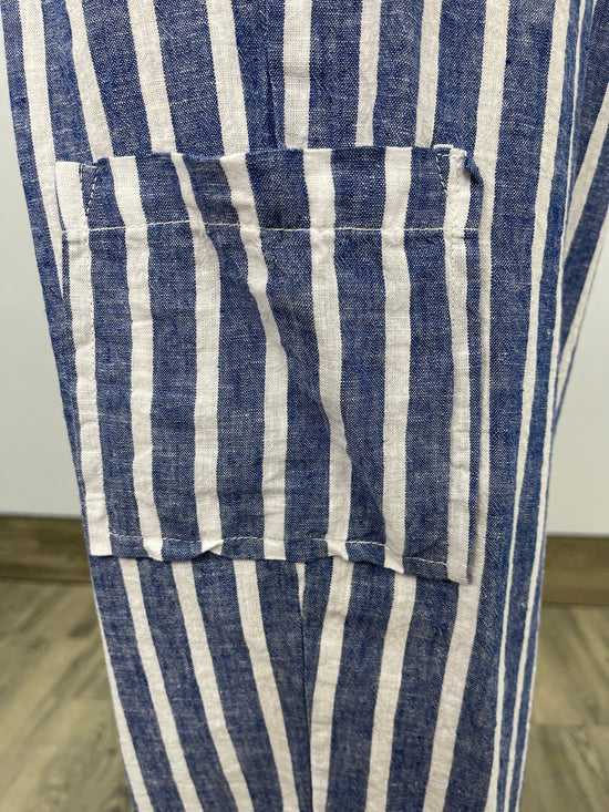 Blue Stripe Tie Cargo Pant