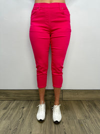 Fuchsia Pink Flat Front Crop Tango Mango Capri Jeggings