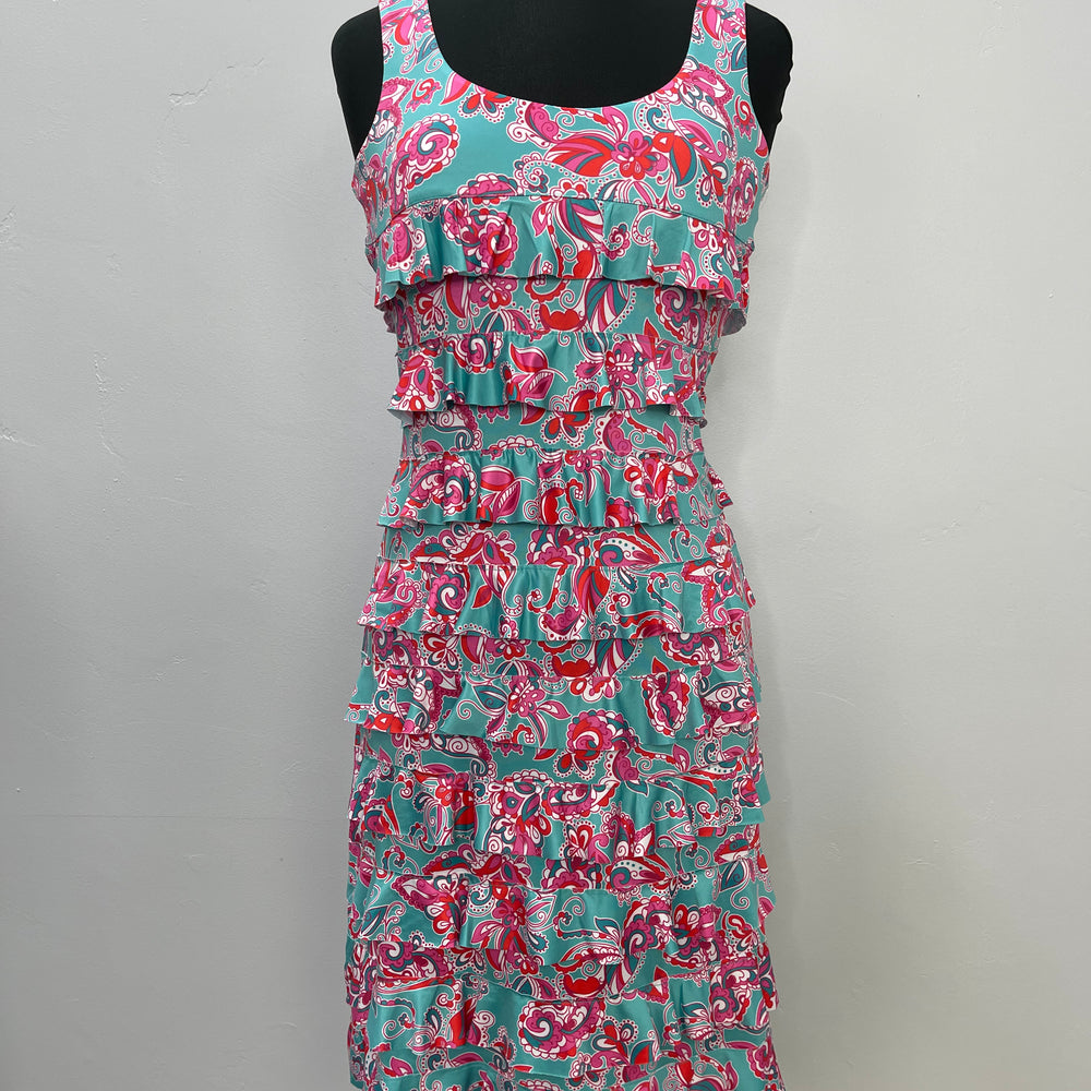 
                  
                    Turquoise Paisley Sleeveless Ruffle Dress
                  
                