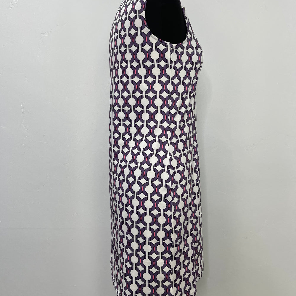 Purple Pattern Sleeveless Zip Collar Dress