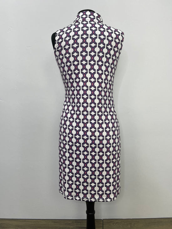 Load image into Gallery viewer, Purple Pattern Sleeveless Zip Collar Dress
