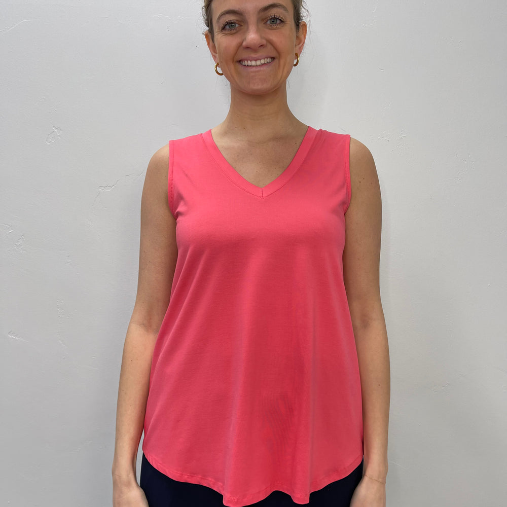 Coral Reversible Sleeveless V Neck Bamboo Tank