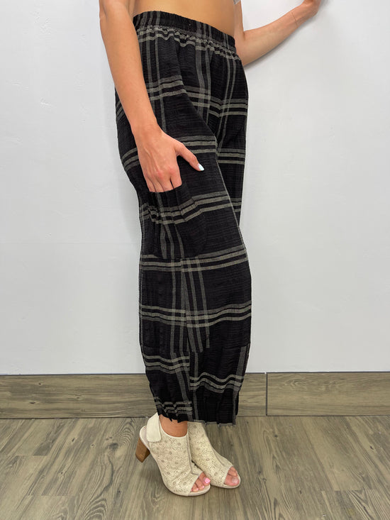 Load image into Gallery viewer, Black and Khaki Plaid Pants
