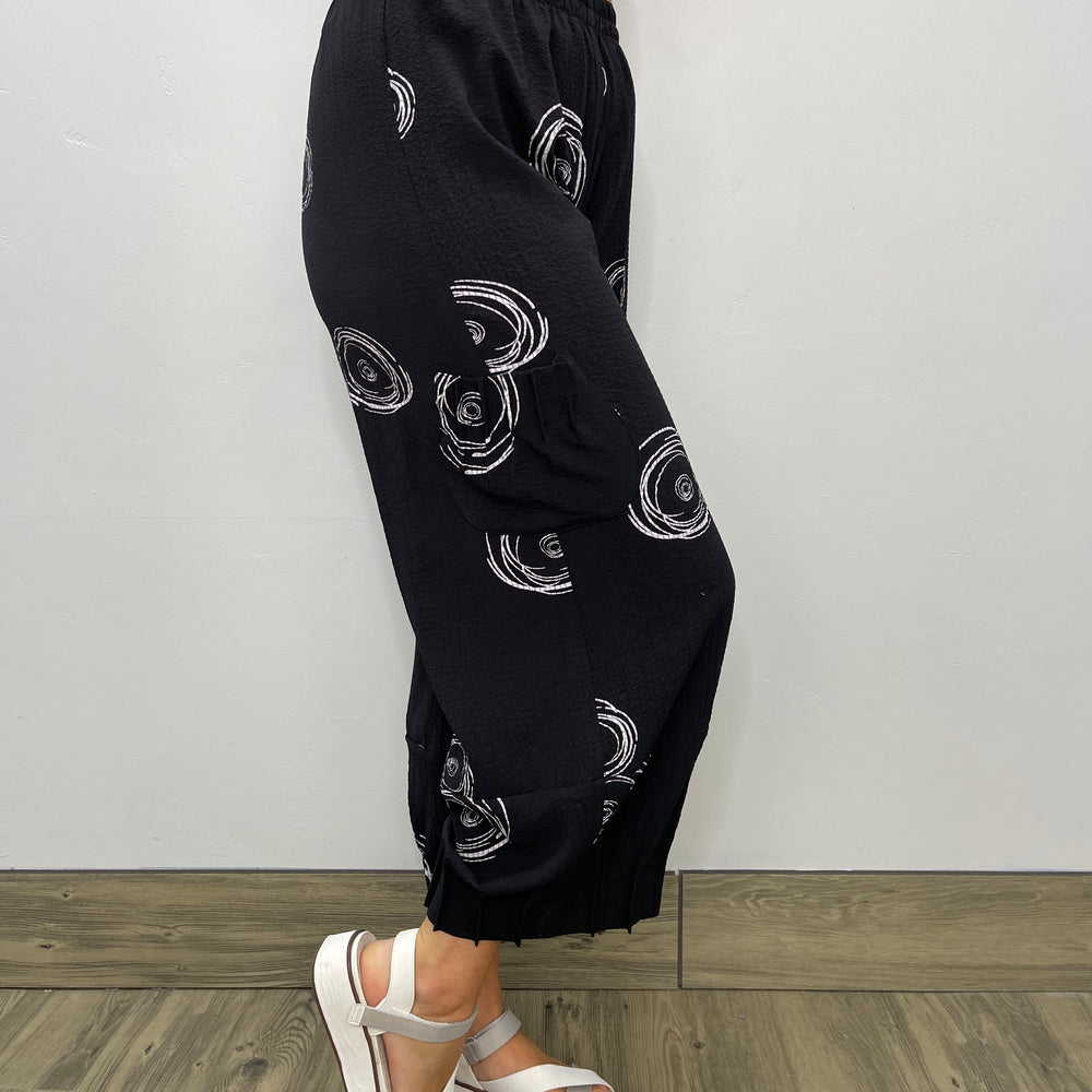 Black Straight Pant with Swirls