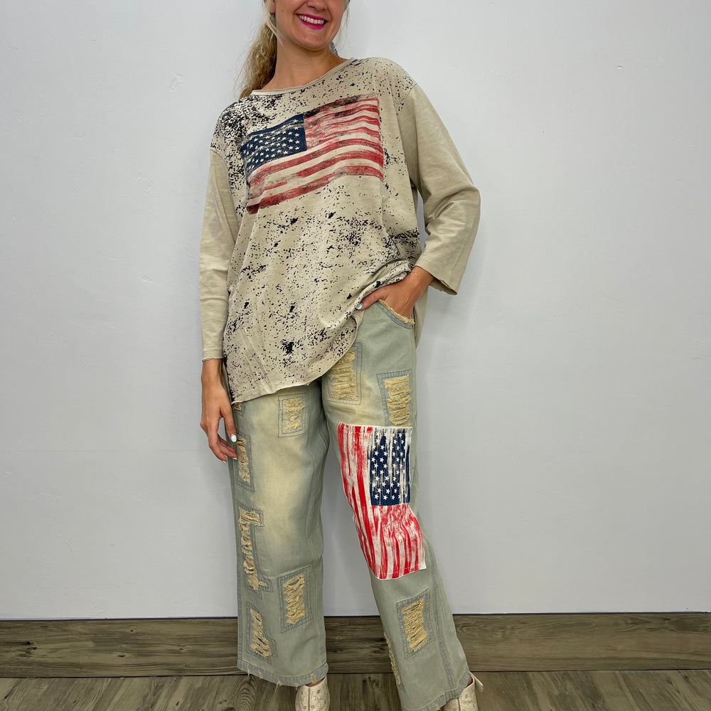 Distressed USA Flag Jeans