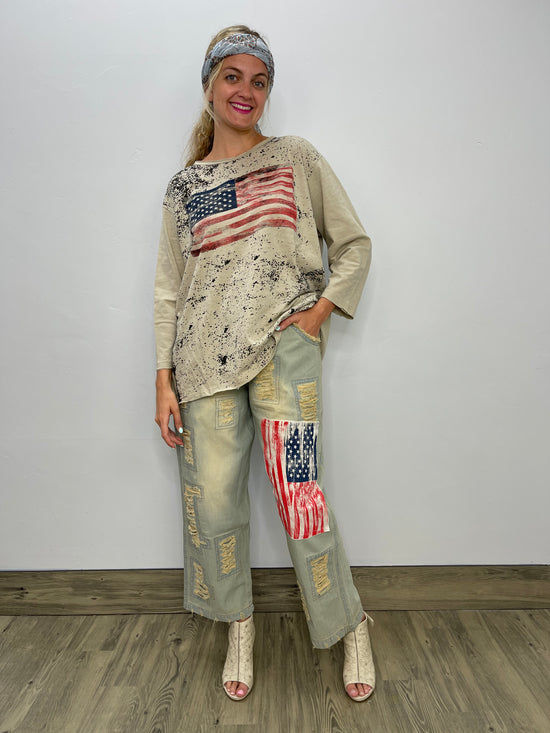 Distressed USA Flag Jeans