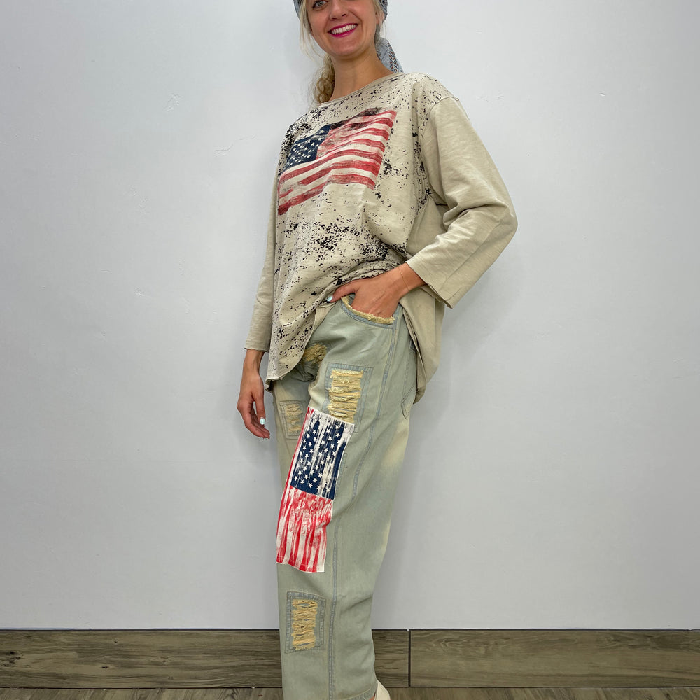 Distressed USA Flag Jeans