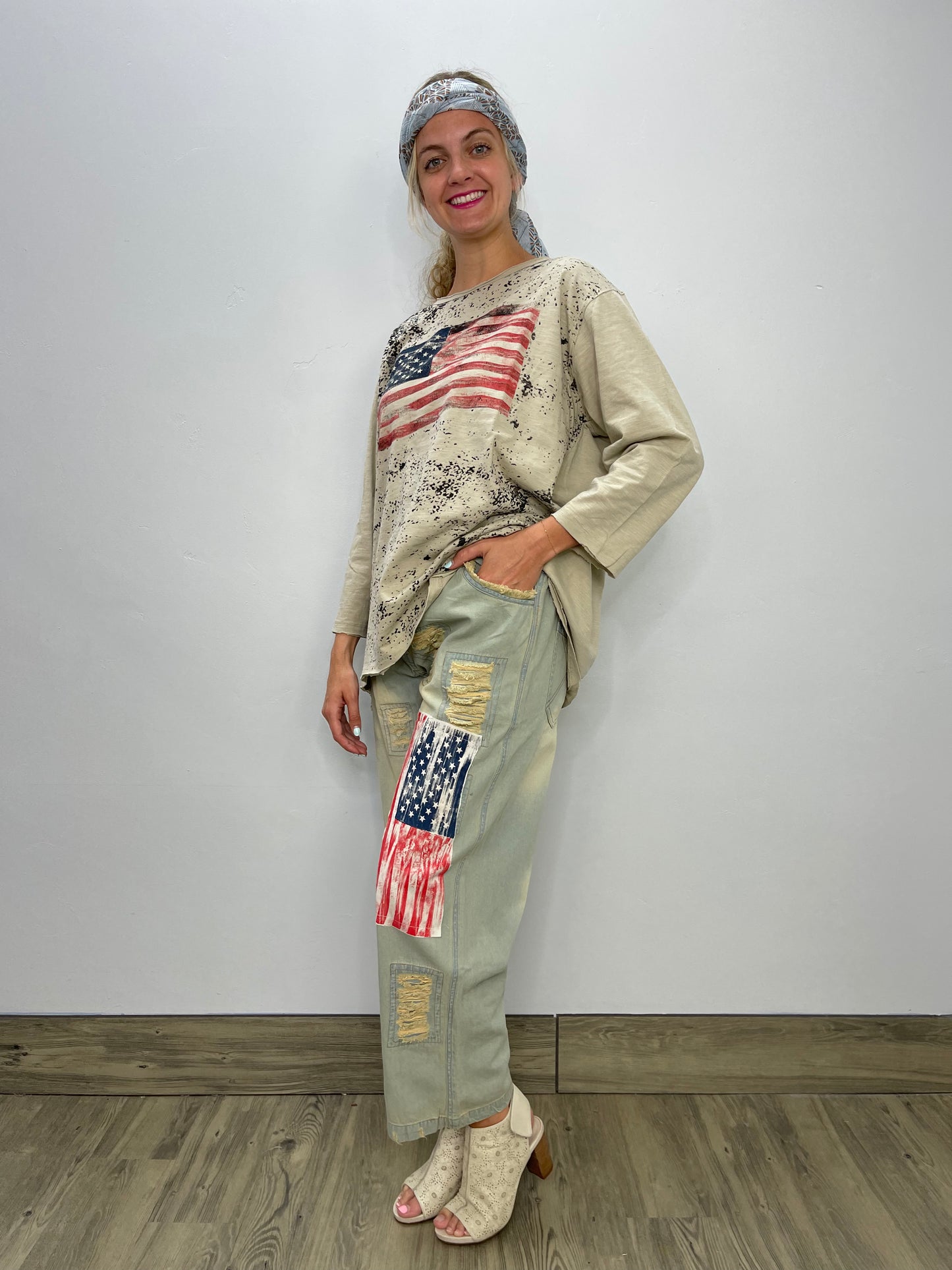 Distressed USA Flag Jeans