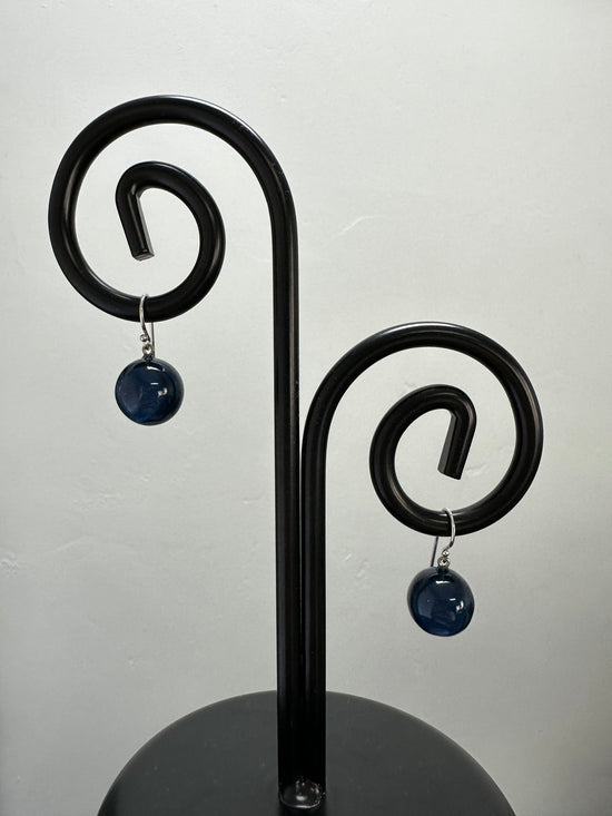 Navy Blue Bolas Short Polyresin Earring