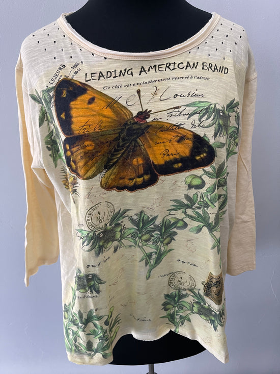 Yellow Butterfly Print Tee