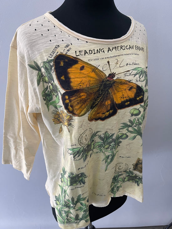 Yellow Butterfly Print Tee