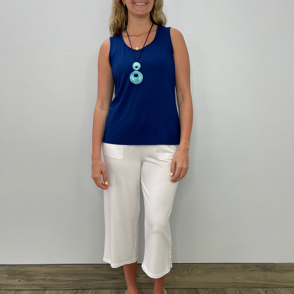 Classic Blue Sleeveless Scoop Neck Bamboo Tunic