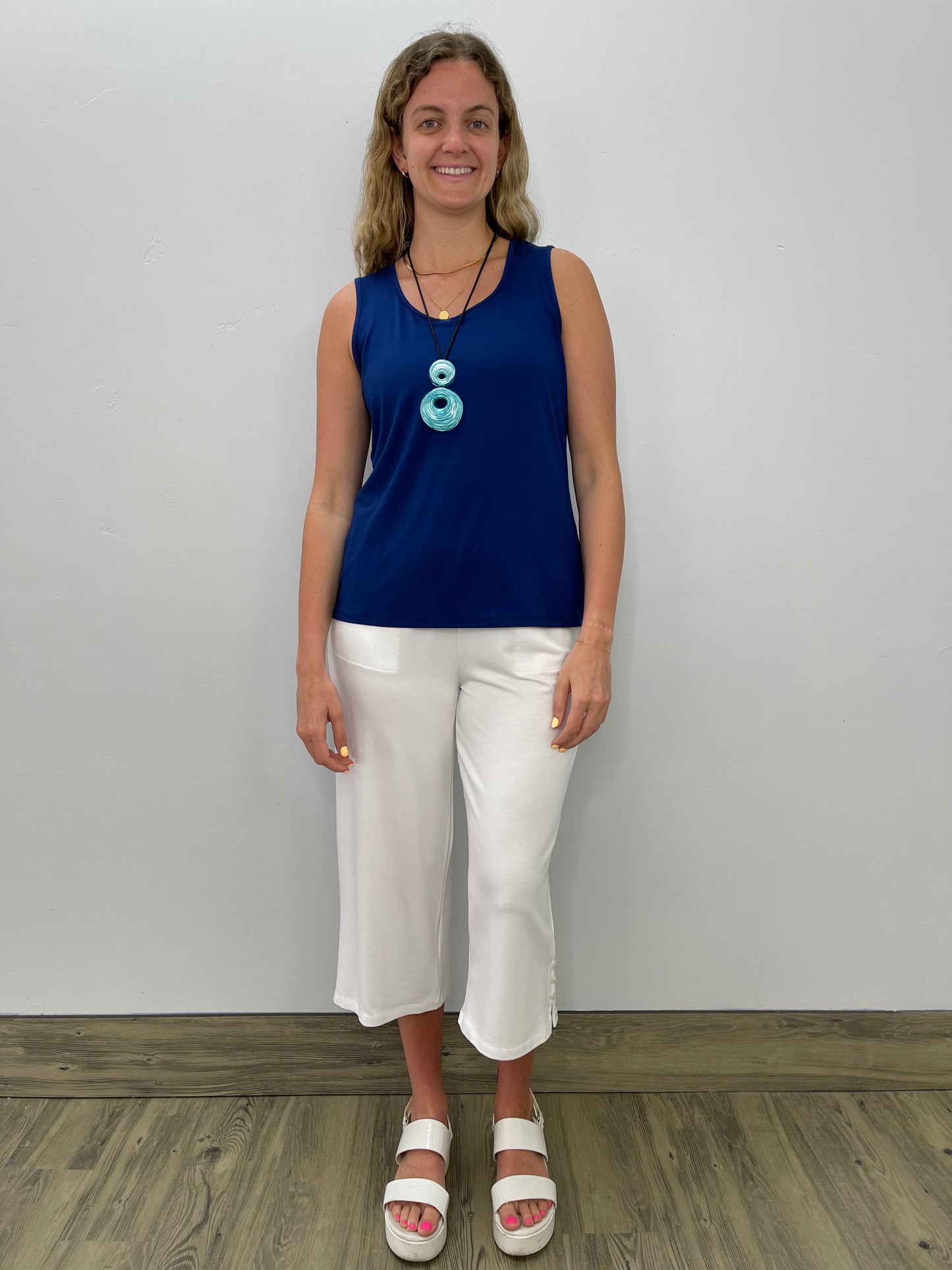 Classic Blue Sleeveless Scoop Neck Bamboo Tunic