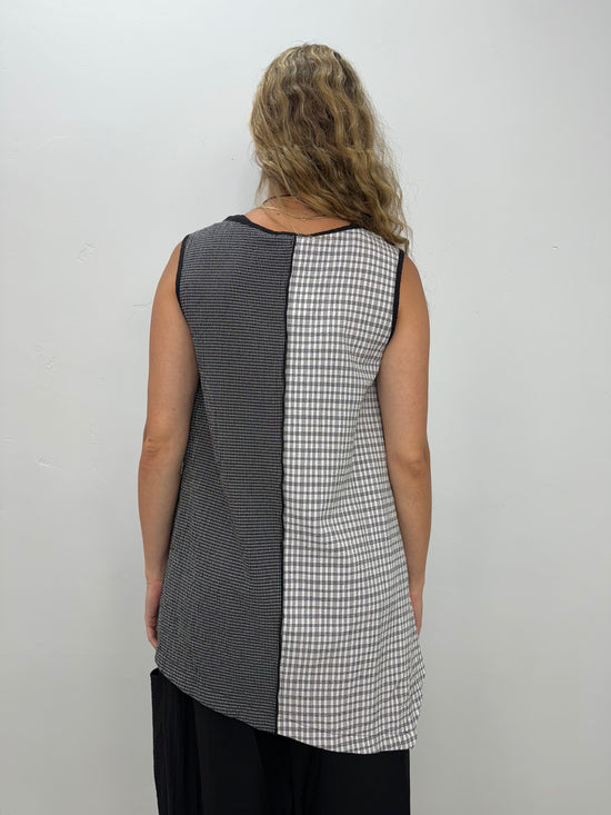 Patchwork Black and White Checkered Top