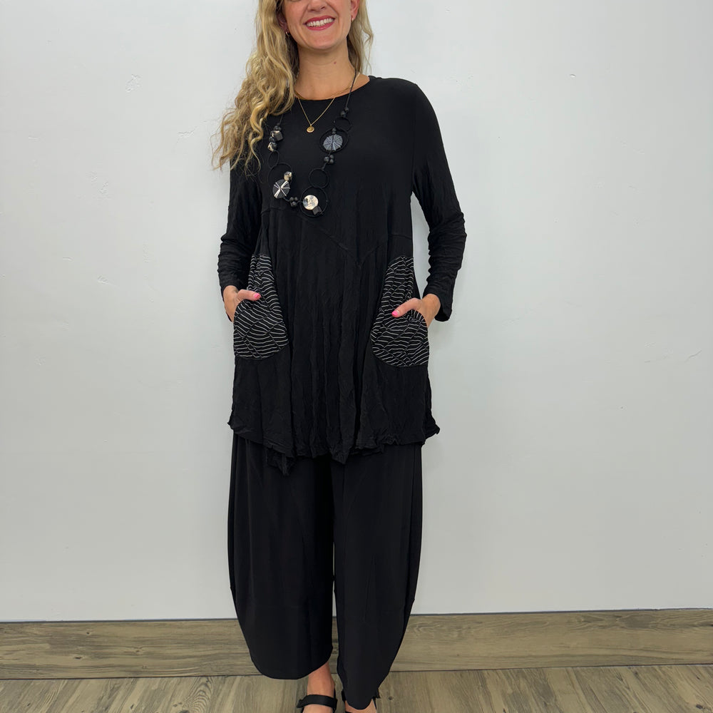 Black Crinkle ITY Tunic