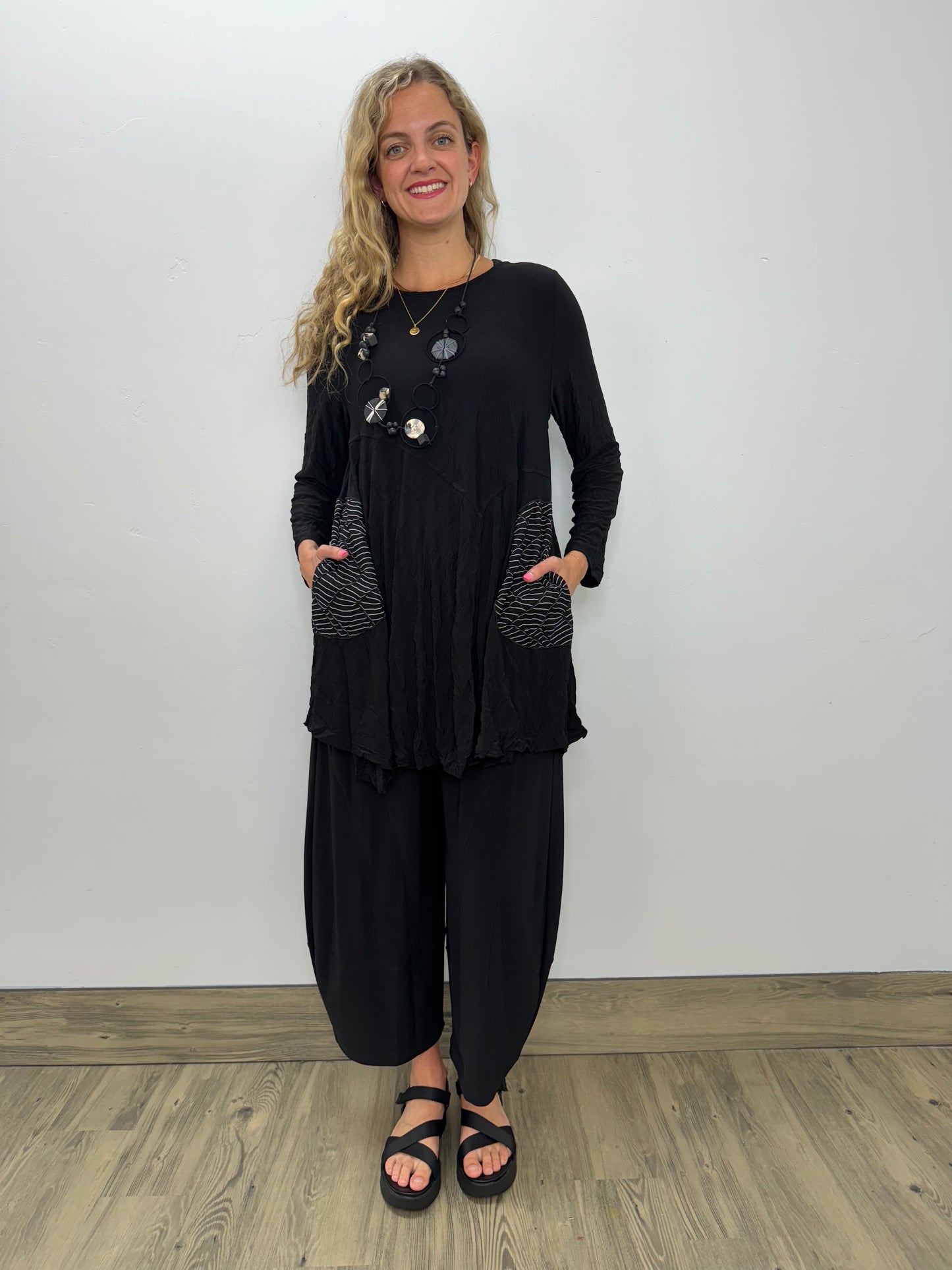 Black Crinkle ITY Tunic