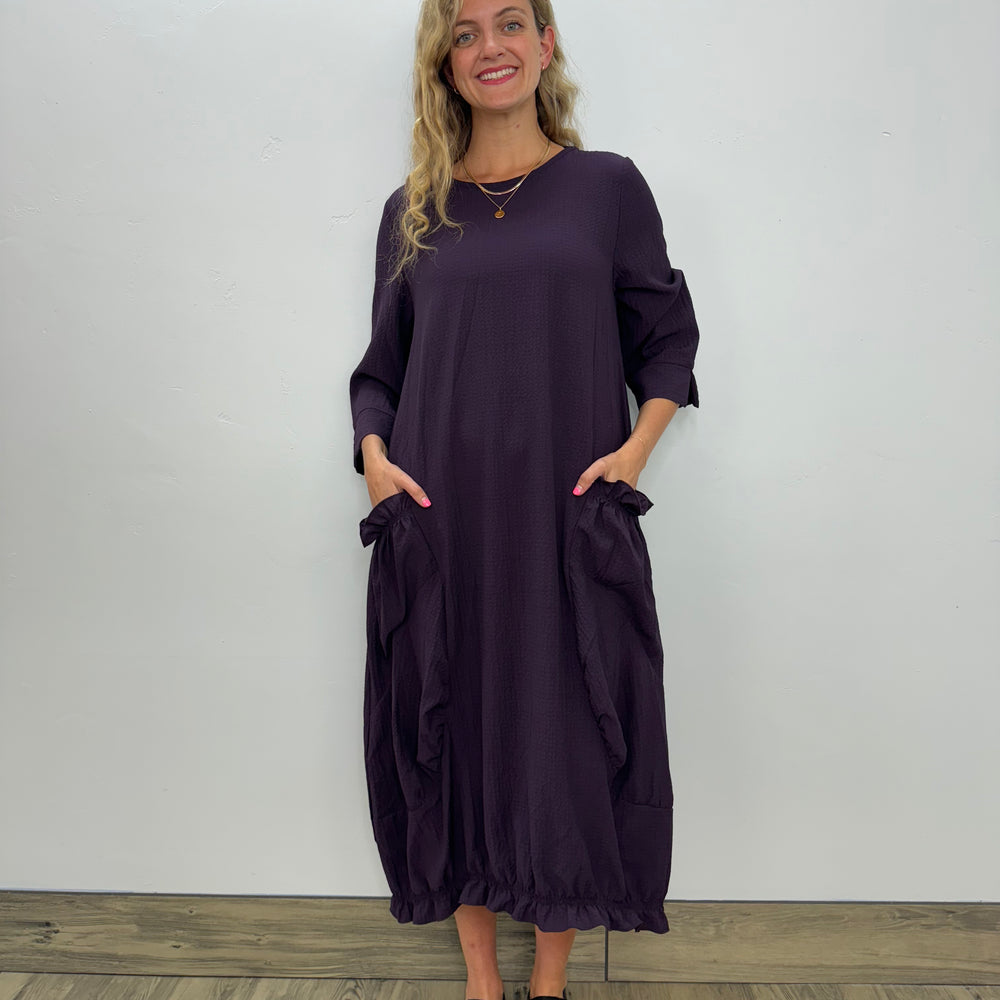 Purple Long Crinkle Dress