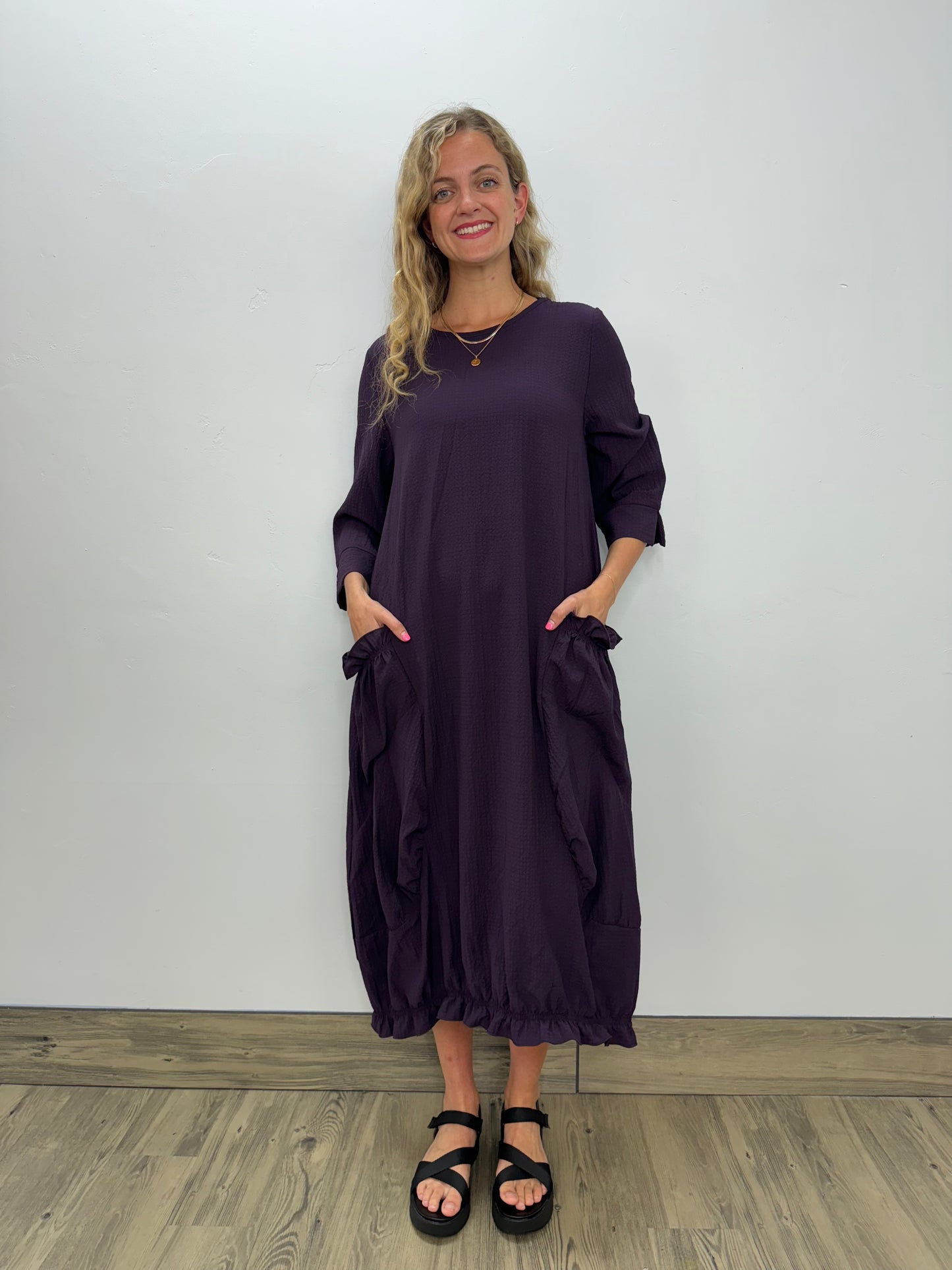 Purple Long Crinkle Dress