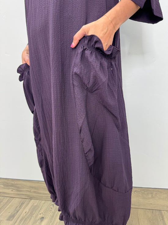 Purple Long Crinkle Dress