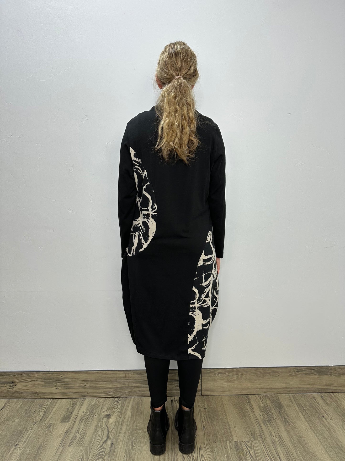 Black Long Sleeve Cowl Neck Trinity Dress