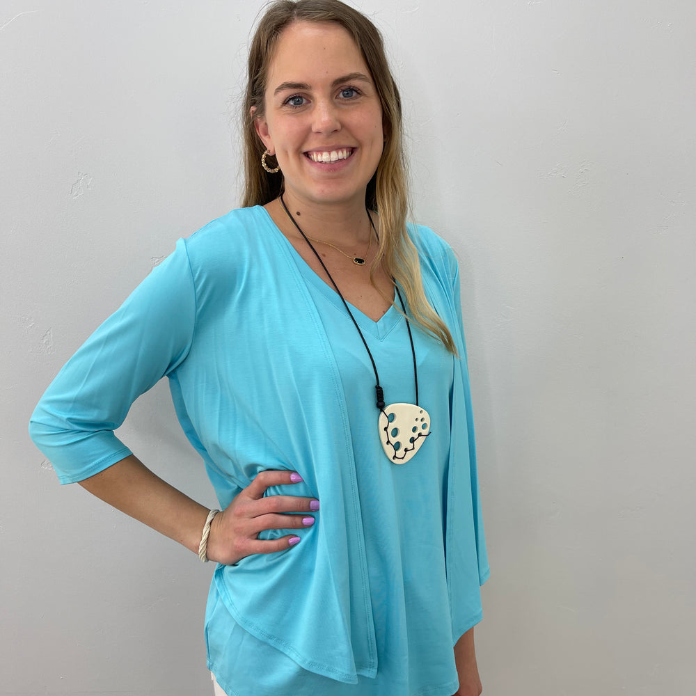 Aqua Bamboo Long Sleeve Cover Up Cardigan