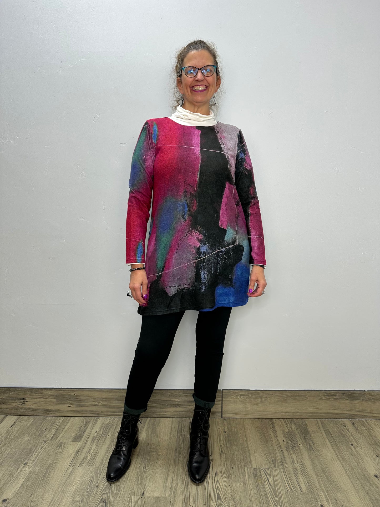 Load image into Gallery viewer, Pink Multi Crew Neck Lined Dress
