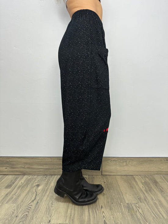 Charcoal Balloon Pants with Red Accents