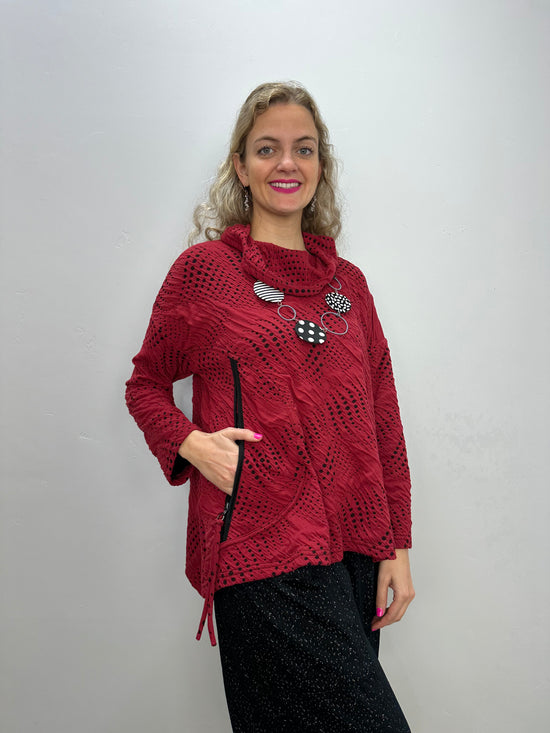 Red and Black Pattern Kiwi Top