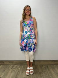 Blue and Pink Sleeveless Bubble Dress